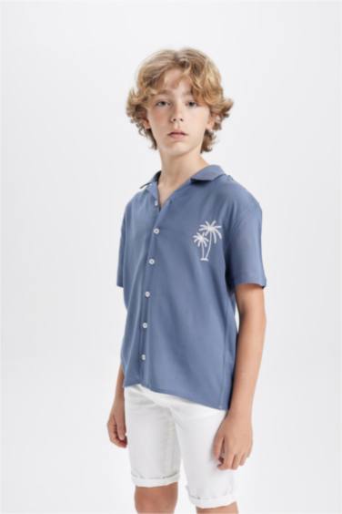 قميص بولو ولادي فيسكوز نص كم اوفر سايز