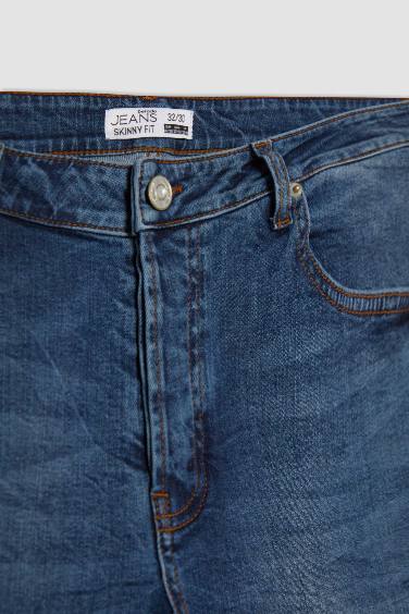 بنطلون جينز بيدرو سليم فيت بخصر عادي أزرق غامق