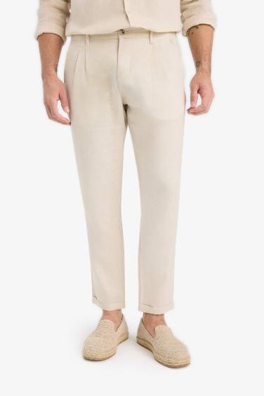 Pantalons En Tissés Lin Coupe raccourcie DOUBLE OURLET