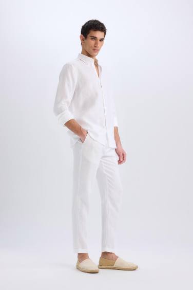 Pantalon 100% lin Coupe droite