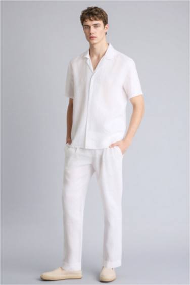 Pantalon 100% lin Coupe droite