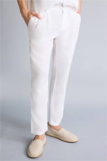 Pantalon 100% lin Coupe droite