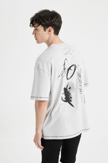 Comfort Fit Crew Neck Back Printed T-Shirt