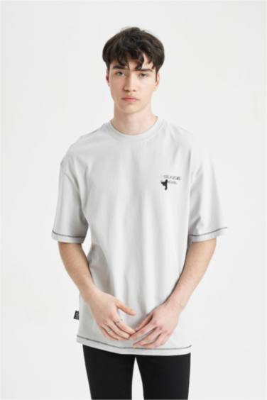 Comfort Fit Crew Neck Back Printed T-Shirt