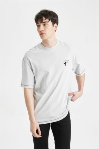 Comfort Fit Crew Neck Back Printed T-Shirt