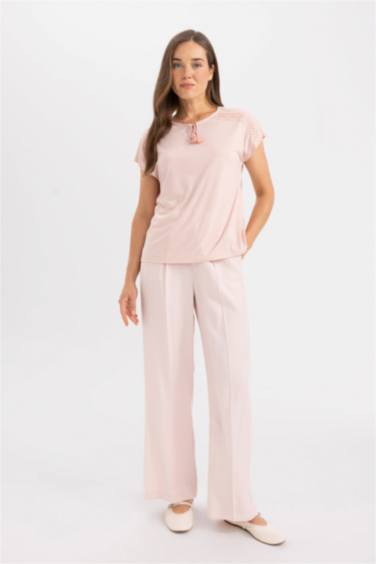 تيشيرت نص كم قطن قصة عادية مطبوع