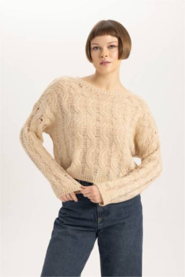 Relax Fit Crew Neck Knitted Pullover