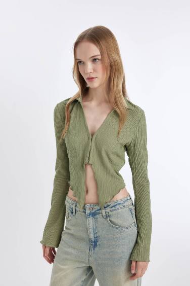 قميص كم طويل سليم فيت