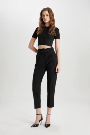 بلوز صوف سليم فيت بياخة مستديرة