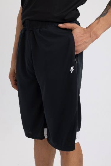 شورت بريميوم أسود قصة عادية من DeFactoFit