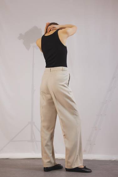 Wide Leg Pensli Klasik Palazzo Pantolon Geniş Bol Paça Basic Düz Uzun Boy Yüksek Bel Cepli