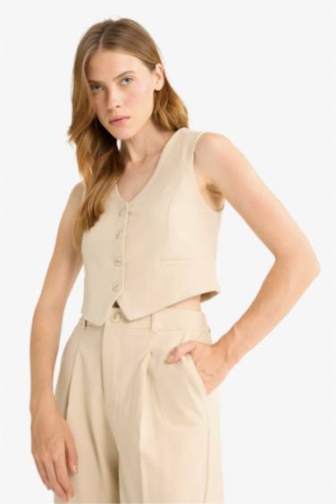 فيست بليزر كلاسيكي بياقة V بأزرار