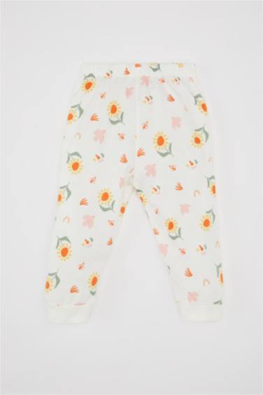 Pyjama Coton Penye à Motif Floral pour Bébé Fille