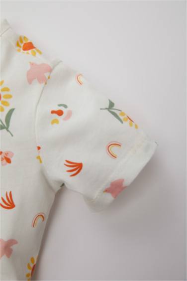 Pyjama Coton Penye à Motif Floral pour Bébé Fille