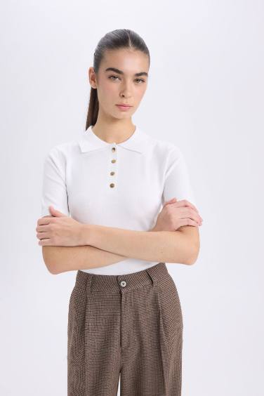 Fitted Футболка-поло с коротким рукавом из трикотажа