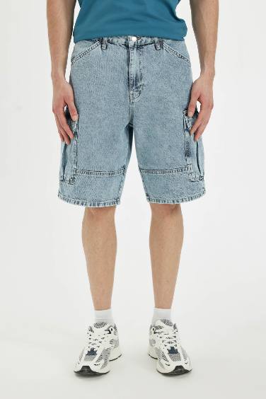 Cargo Fit Jean Bermuda Shorts