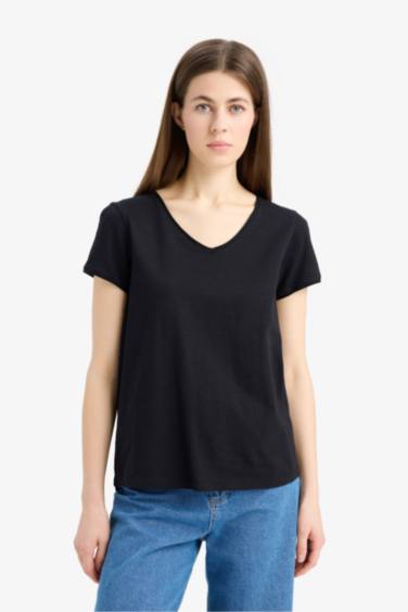 Regular Fit V Neck Basic T-Shirt