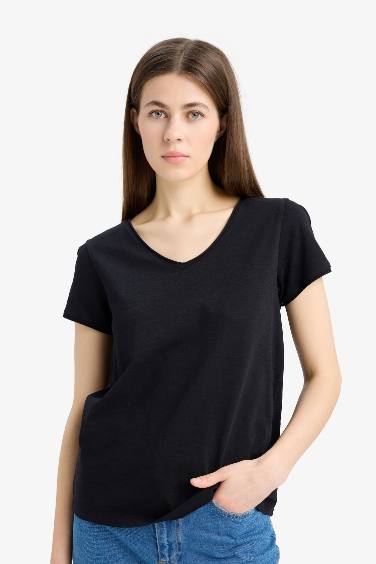 Regular Fit V Neck Basic T-Shirt