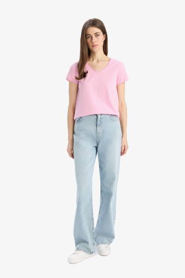 Regular Fit V Neck Basic T-Shirt