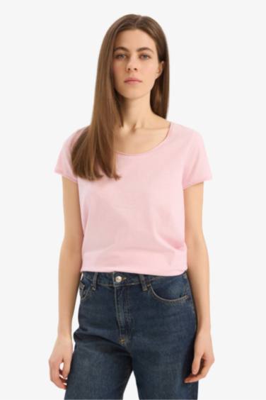 Regular Fit Bisiklet Yaka Basic Düz Kısa Kollu Tişört