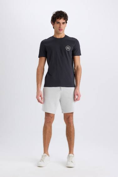 Slim Fit Crew Neck Printed Short Sleeve T-Shirt