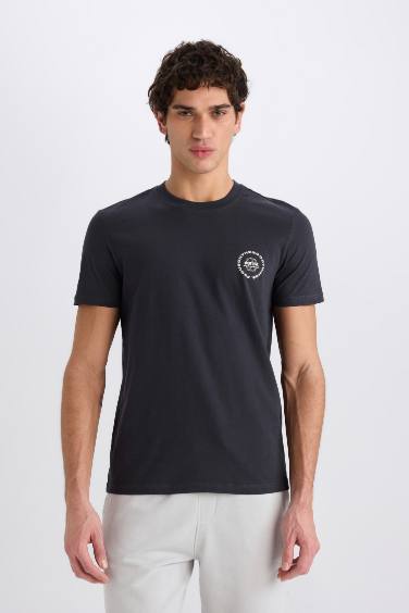 Slim Fit Crew Neck Printed Short Sleeve T-Shirt