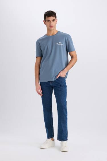 Regular Fit Crew Neck Printed Short Sleeve T-Shirt