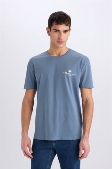 Regular Fit Crew Neck Printed Short Sleeve T-Shirt
