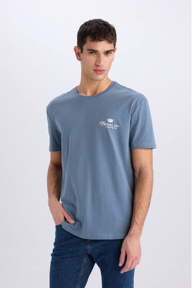 Regular Fit Crew Neck Printed Short Sleeve T-Shirt
