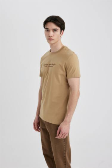 Slim Fit Crew Neck Printed Short Sleeve T-Shirt