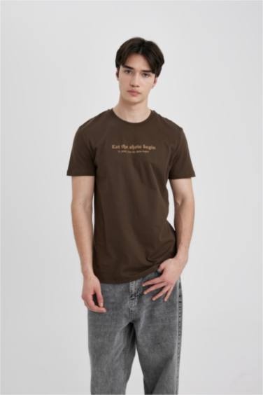 Slim Fit Crew Neck Printed Short Sleeve T-Shirt