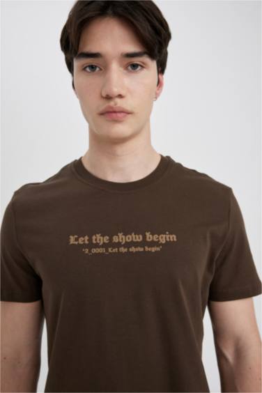 Slim Fit Crew Neck Printed Short Sleeve T-Shirt