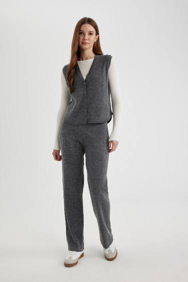 Straight Fit Knitwear Trousers