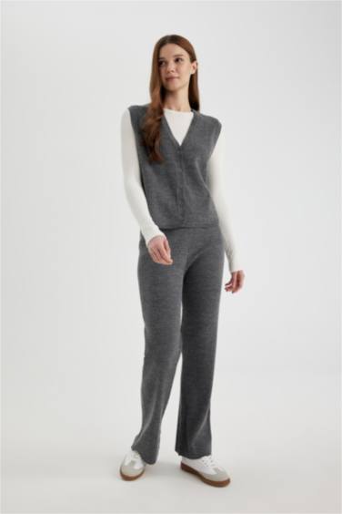 Straight Fit Knitwear Trousers