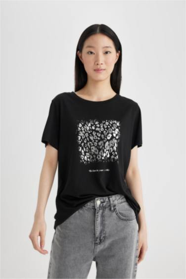 Crew Neck Printed Short Sleeve T-Shirt