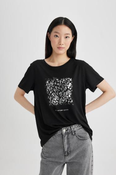 Crew Neck Printed Short Sleeve T-Shirt