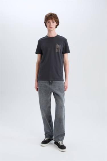 Slim Fit Crew Neck Printed Short Sleeve T-Shirt