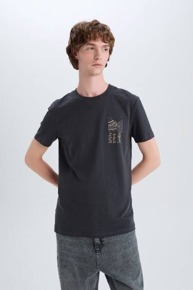 Slim Fit Crew Neck Printed Short Sleeve T-Shirt