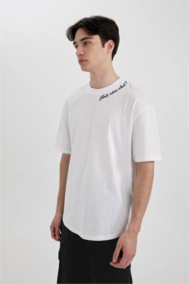 تيشيرت نص ردن قصة مريحة بياخة مستديرة