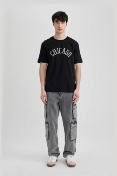 Regular Fit Crew Neck Printed Short Sleeve T-Shirt