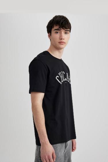 Regular Fit Crew Neck Printed Short Sleeve T-Shirt