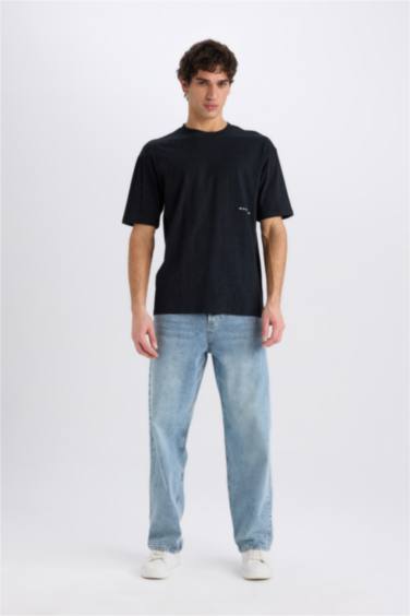 Boxy Fit Crew Neck Printed Short Sleeve T-Shirt