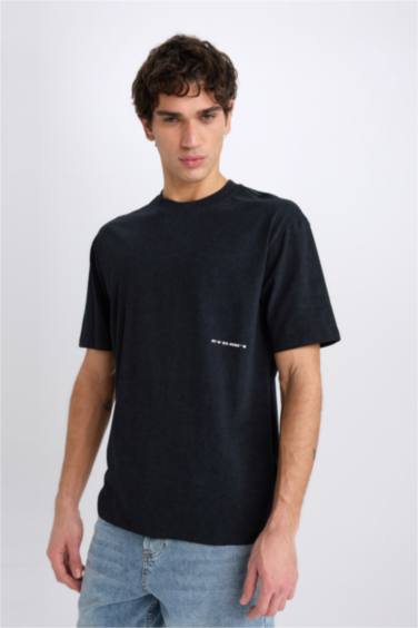 Boxy Fit Crew Neck Printed Short Sleeve T-Shirt