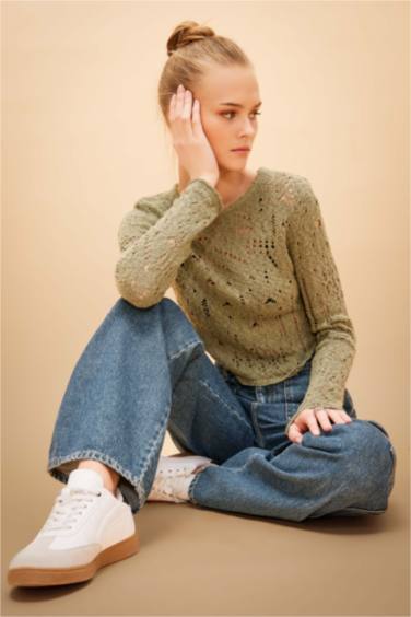 Pull tricot slim à col rond