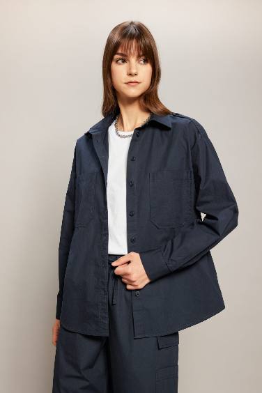 تونيك ردن طويل بوبلين قصة مريحة