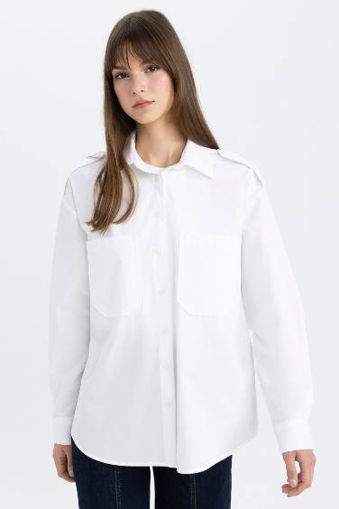 Relax Fit Poplin Long Sleeve Shirt Tunic