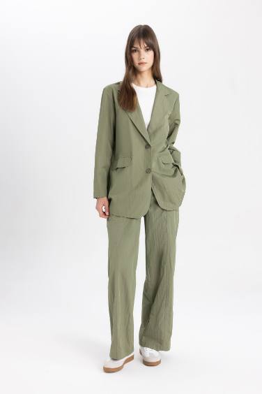 Parachute Fabric Buttoned Basic Blazer