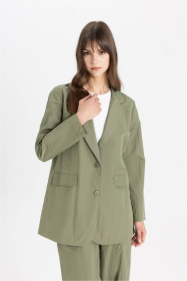 Parachute Fabric Buttoned Basic Blazer