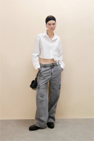 Рубашка оверсайз с длинным рукавом из поплина