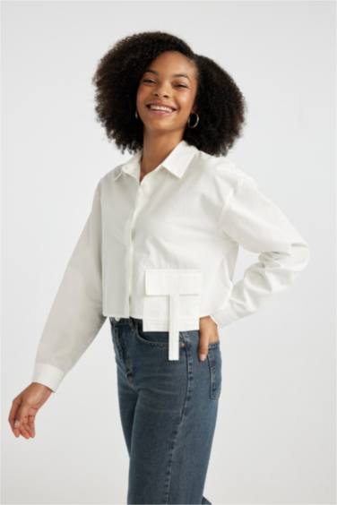 Рубашка оверсайз с длинным рукавом из поплина